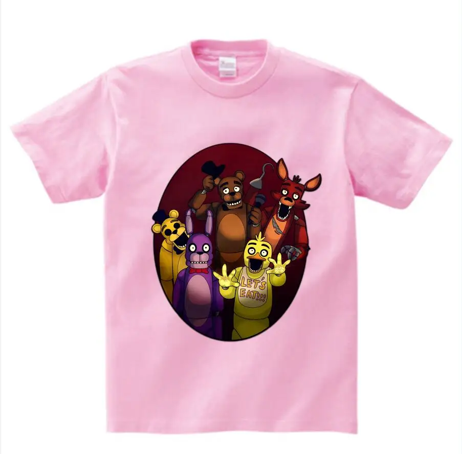 pink childreT-shirt Футболка для мальчиков camisetas/летний топ с принтом «пять ночей с Фредди», Детская футболка одежда для детей футболки для мальчиков и девочек с принтом «Фредди 2», От 2 до 15 лет - Цвет: pink childreT-shirt