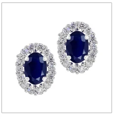 GemStoneKing принцесса серьги Диана 15,00 карат Овальный Синий Имитация сапфира и циркония 925 пробы серебряные серьги