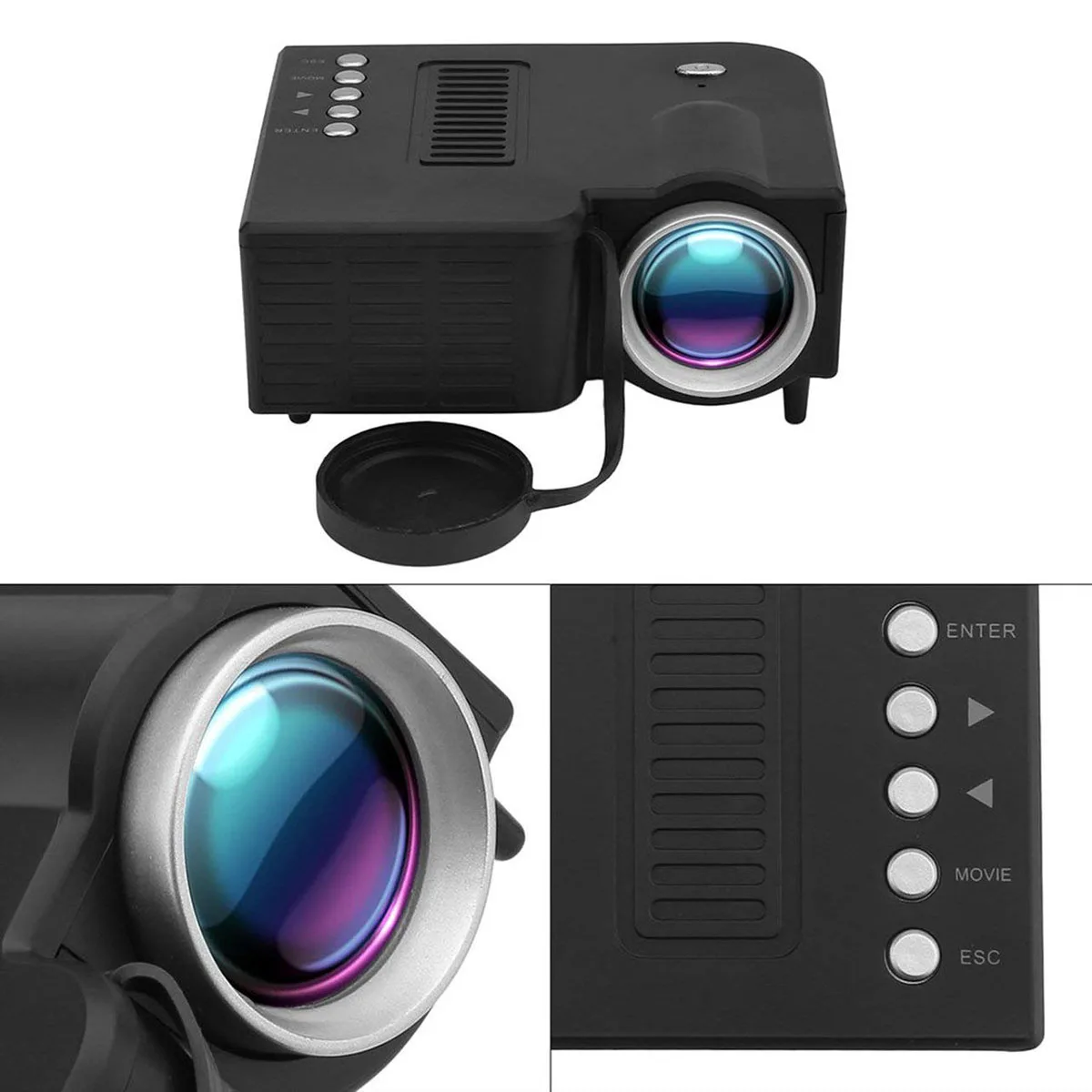 Портативный светодиодный мини проектор SOONHUA 1080P 500 лм USB tf карта домашний