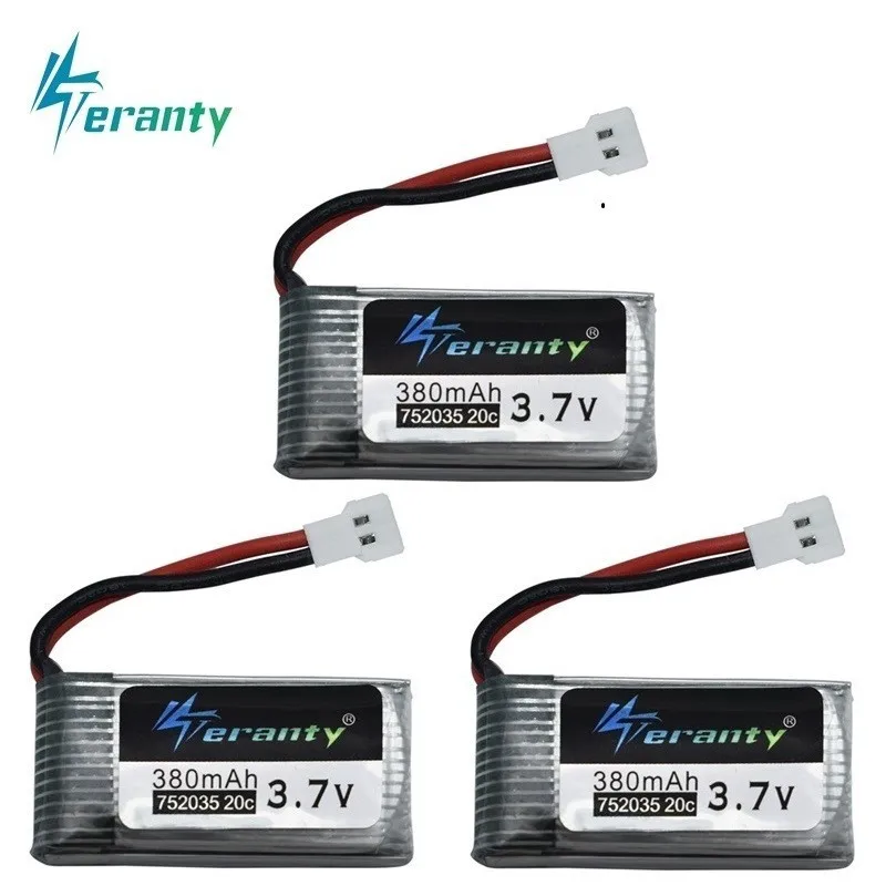 3 7 V 380mAh 752035 Lipo батарея запасная Замена для Hubsan X4 H107 H107L H107D JD385 JD388 RC самолетов