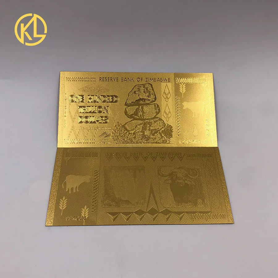 Trillion pure gold 4000 шт 100 триллионов долларов/кинтиллион долларов, банкноты, 24K Золотая фольга, Реплика банкнот, накладные бумажные деньги, бизнес-подарок - Color: Trillion pure gold
