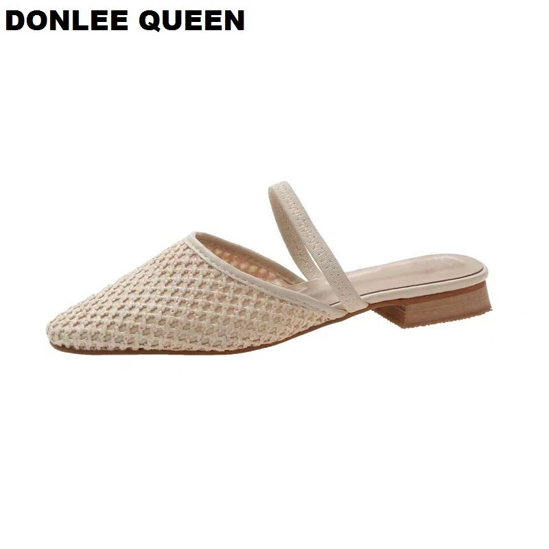 DONLEE QUEEN/женские тапочки на плоской подошве летние дышащие шлепанцы без задника