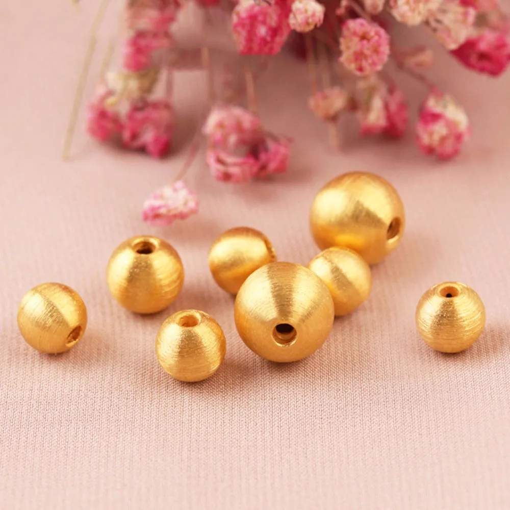 Чистый 999 24K желтое золото Lucky 8 мм матовый кулон из бисера 1 шт|beads pendant|pendant 24k goldlucky