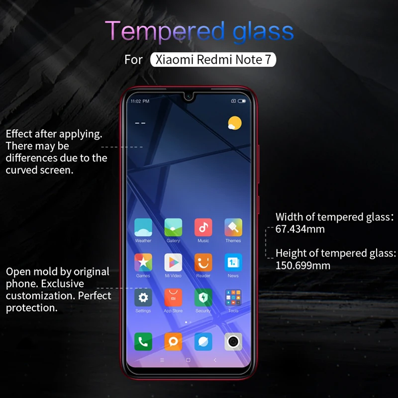 2 шт. закаленное стекло для Xiaomi Redmi Note 7 Защита экрана Pro на Защитное pro