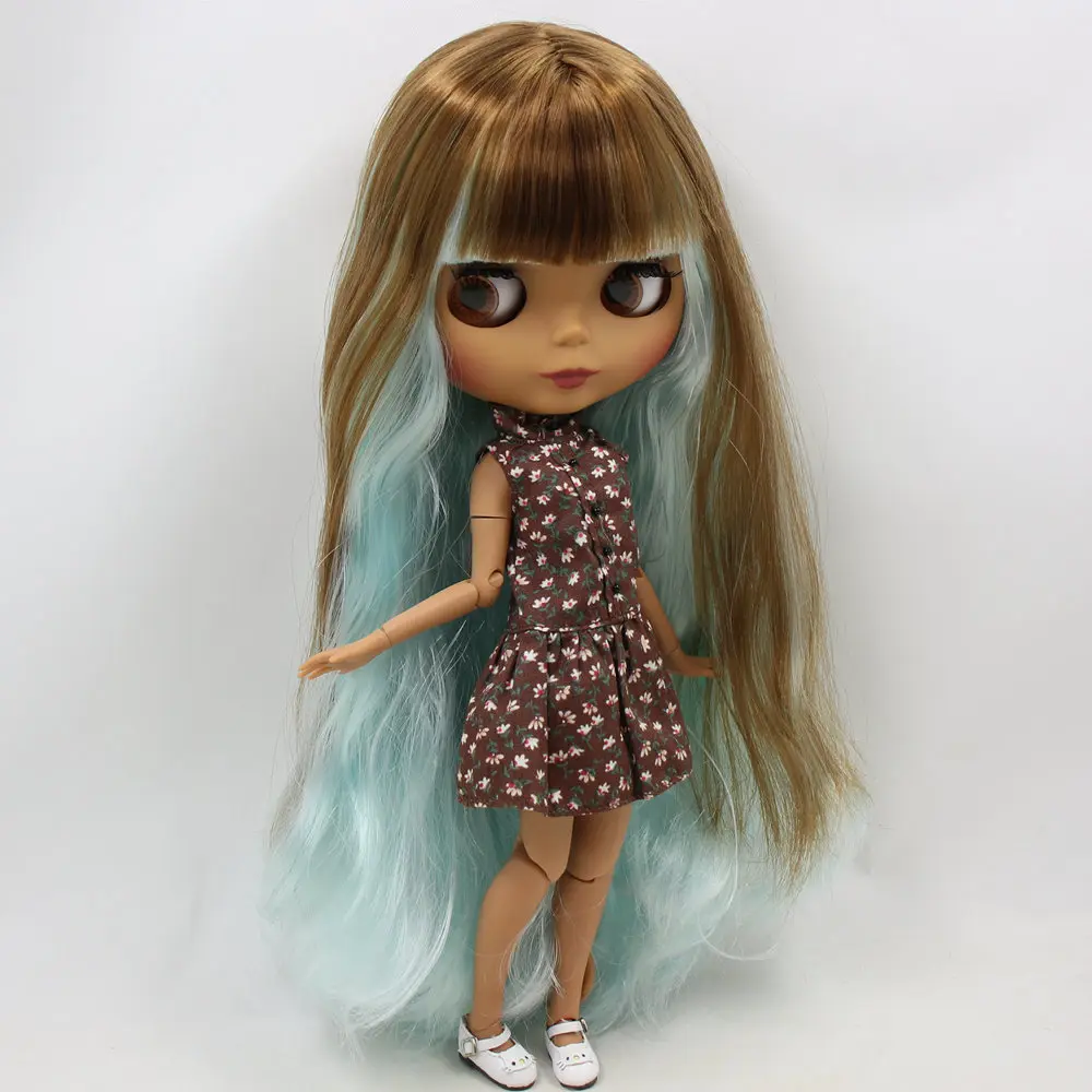 Ледяной DBS Blyth кукольные нет. BL0623/6909 коричневый парик микс из голубые волосы