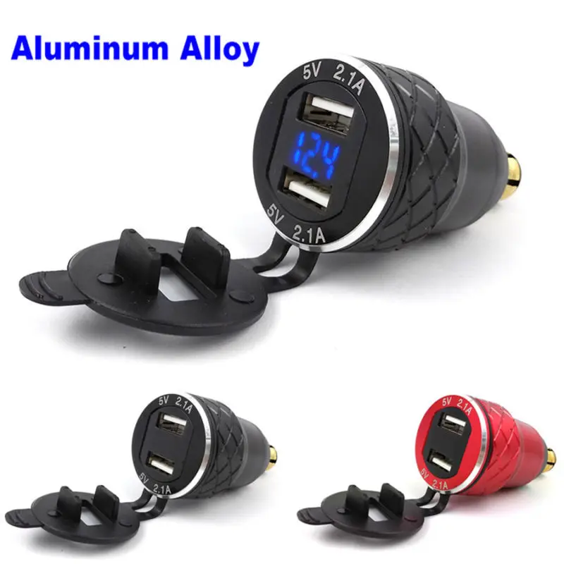 

5V 4.2A 2 USB Charger Socket Adapter Power For 12V 24V Motorcycle Car Black