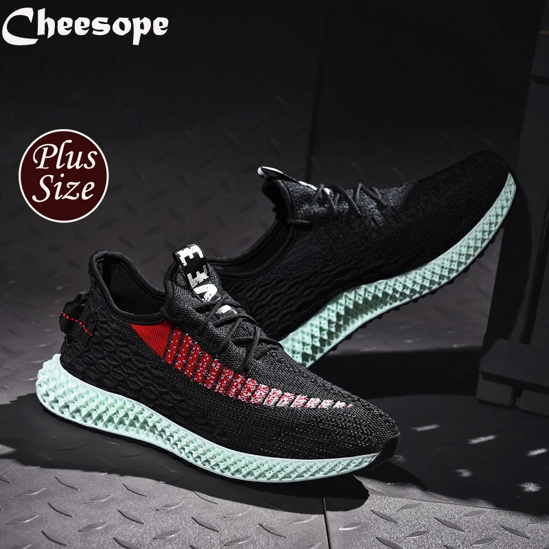 Мужские кроссовки больших размеров 4D Flyknit мужская повседневная обувь легкая