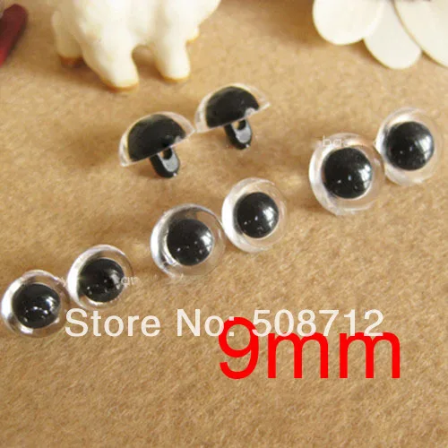 Бесплатная доставка! 100 шт. 9 мм прозрачные Пришивные Акриловые Глаза Медведи