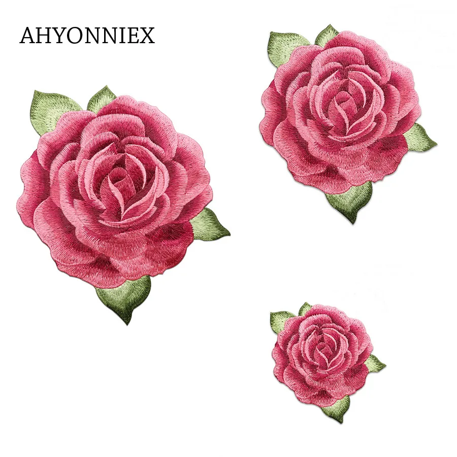Круглая вышивка AHYONNIEX в форме пиона цветок нашивка для платья шляпы сумки джинсов