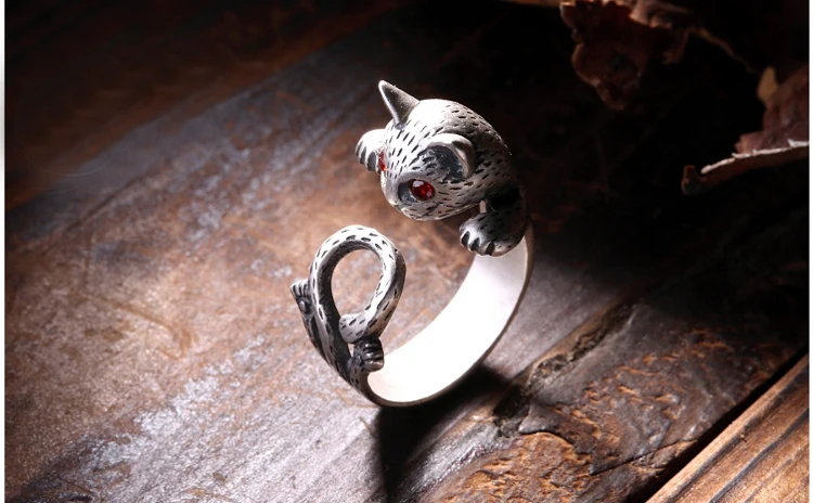 DIEERLAN богемные винтажные большие 925 пробы серебряные кольца в виде кошки для женщин Свадебные ретро обручальные кольца на палец ювелирные изделия кольца anelli