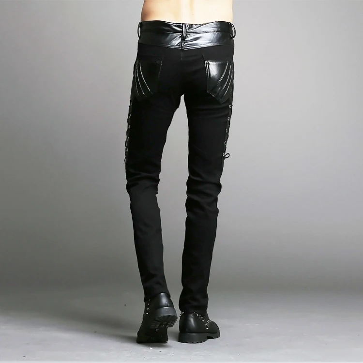 Мужская одежда 2017 кожаные брюки мужские мотоциклетные популярные модные пэчворк