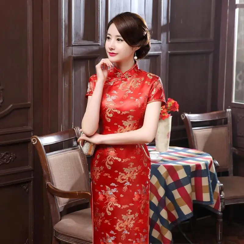 Церемониальные платья Cheongsam длинная консультация клиентская служба двери отеля Добро пожаловать работа Восточный одежда церемониальный халат Longue Femme