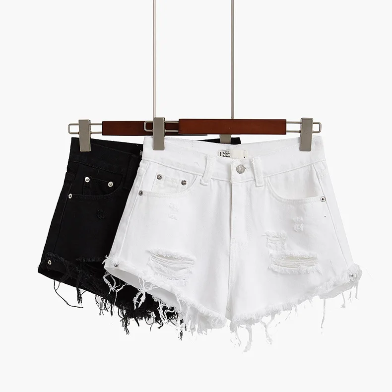 2019 г. черные белые шорты с кисточками Узкие ковбойские штаны дырками|Комбинезоны