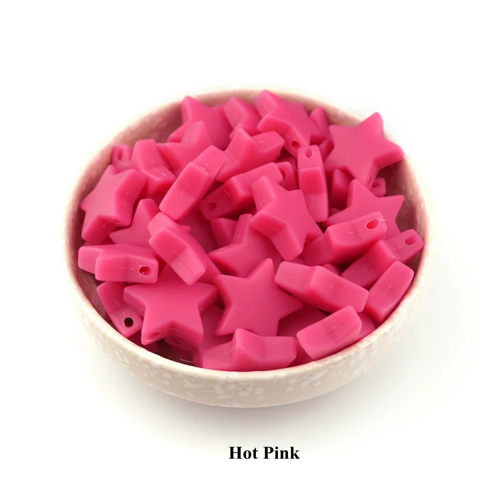 Hot Pink Sutoyuen 25 мм без бисероплетения BPA, силиконовые бусины, звезда, 50 шт., прорезыватели для зубов для детей, пустышка для душа, ожерелье, ювелирные изделия, игрушки, аксессуары - Цвет: Hot Pink