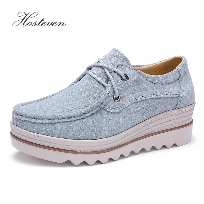 Hosteven/Женская обувь лоферы на плоской подошве кроссовки мокасины платформе из