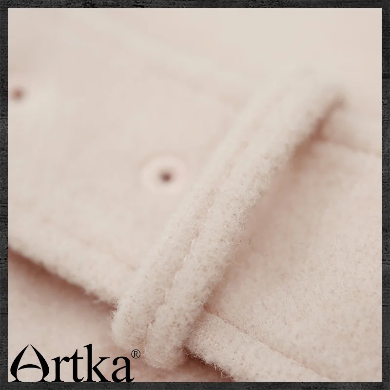 Женское шерстяное пальто ARTKA однотонное романтичное Прямое с отложным