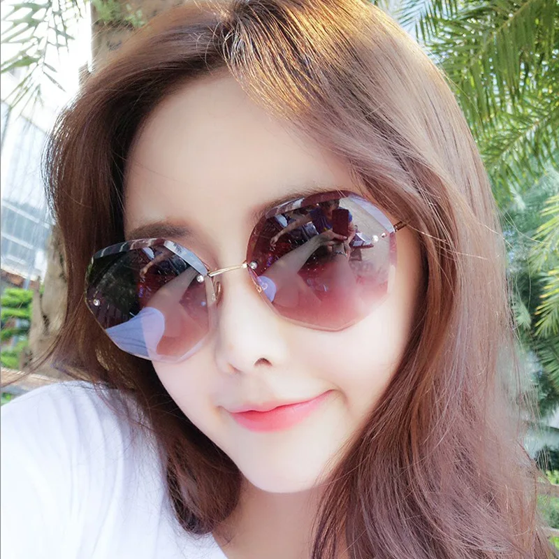 Женские солнцезащитные очки без оправы винтажные брендовые Дизайнерские