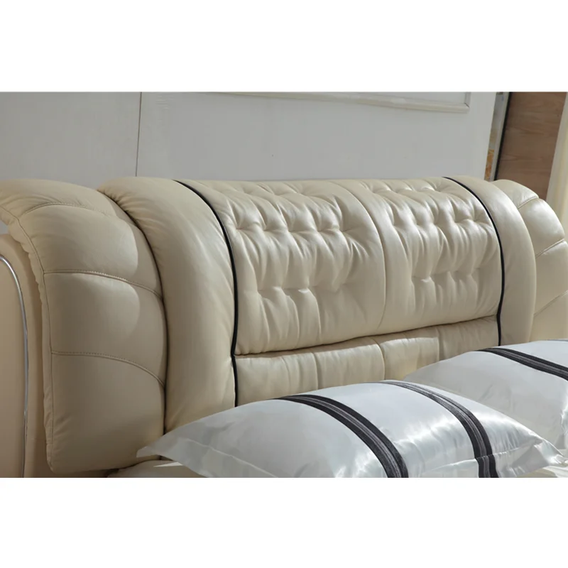 Современная простая Дизайнерская кожаная кровать удобная мебель для спальни