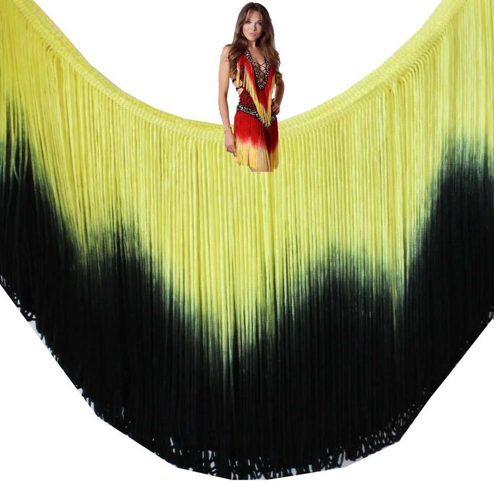 Аксессуары для одежды латинское платье с бахромой макраме Dip Dye Ombre вискозное шитье кружево мягкая отделка юбка для самбы 25 см