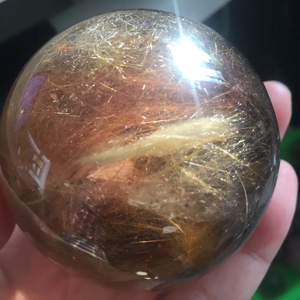 2019 Home Decor Stone Healing Crystal Balls 65mm Natural Rutilated Quartz Sphere Decorative Ornaments | Дом и сад