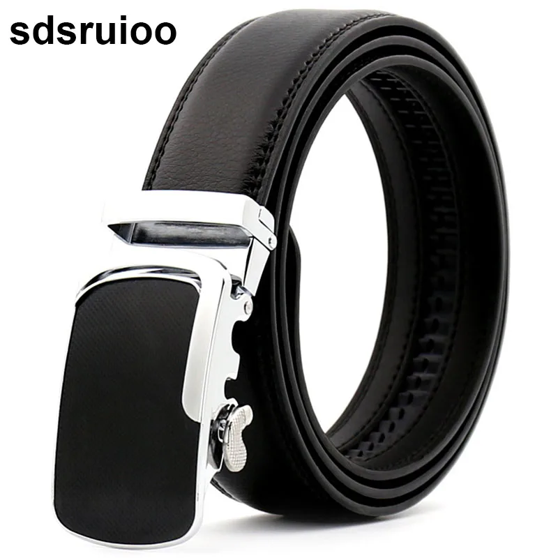Black Men Belt Cow Genuine Leather Belts For Automatic Alloy Buckle Male Strap Cowhide Fashion Style New Waist Straps | Аксессуары для