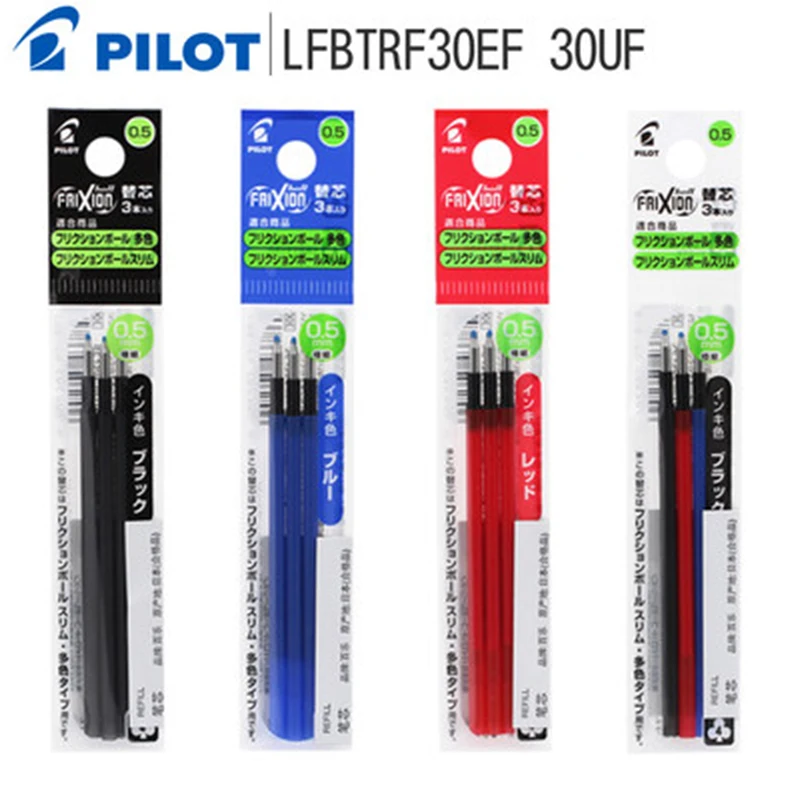 

Pilot FriXion Ball Gel Multi Pen Refill - 0.5/0.38 mm 6 refills/lot (2 Packs) Black/Red/Blue LFBTRF-30EF