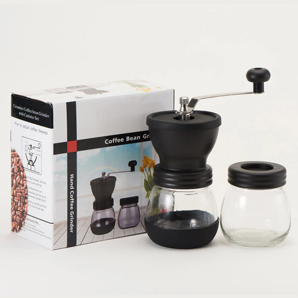 Руководство Кофе Точильщик Портативный прочный многоразовые Handcrank Стекло