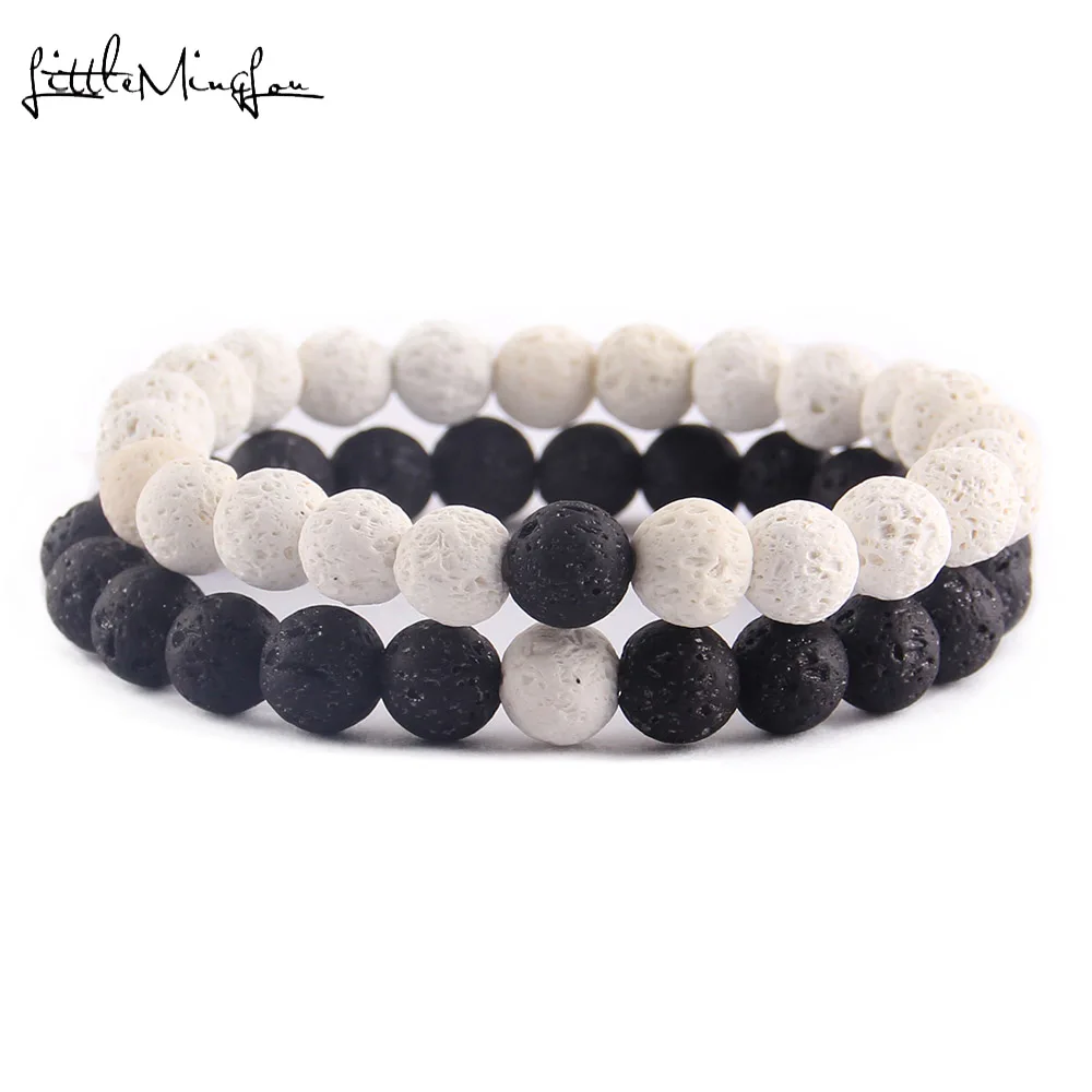 2 шт./компл. натуральный камень покраска лава бисер для пар браслет Лучший Друг