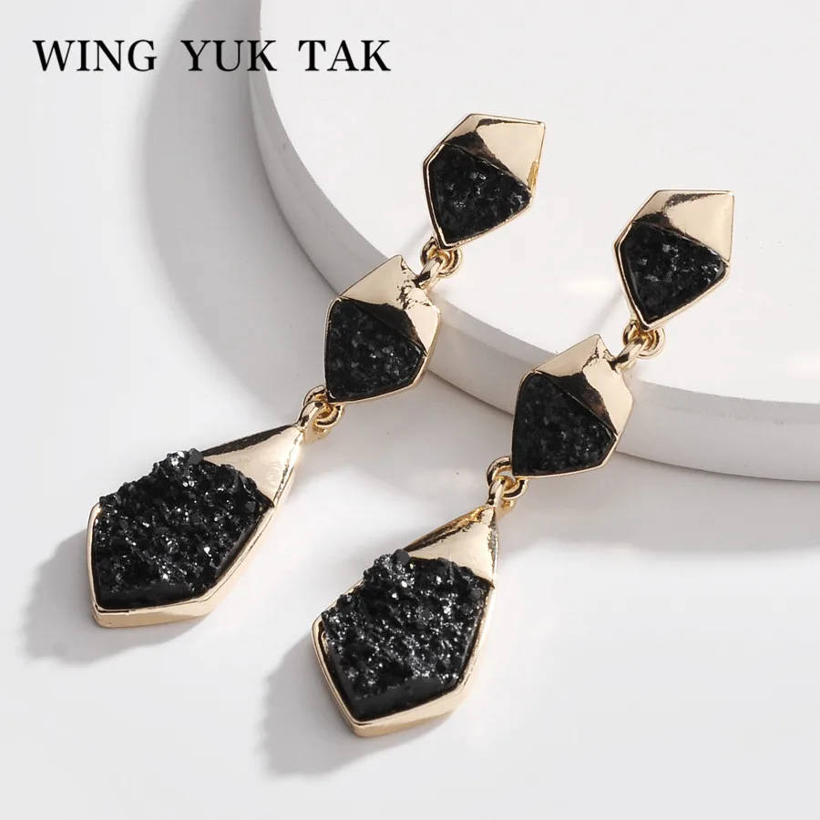Черные простые геометрические серьги wing OK tak для женщин Классические Акриловые