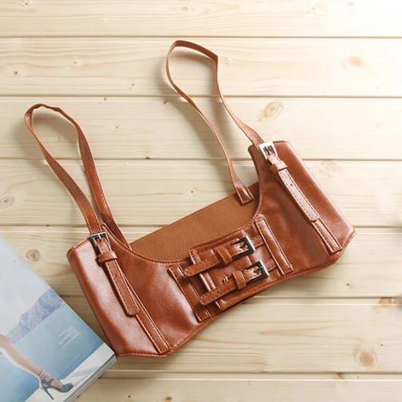 

New Vintage Punk women Gothic Leather Wide belt Body Bondage Sculpting Harness Waist Belt Straps Chest Suspenders Dress Belt