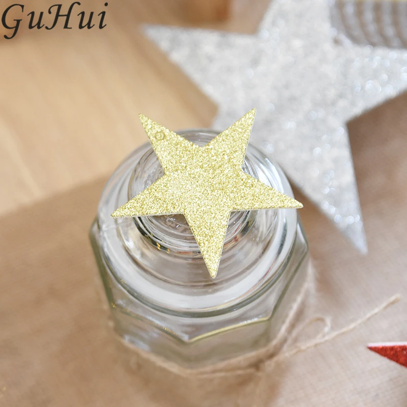 Золотой красный серебряный блестящая пятиконечная звезда Рождественская елка