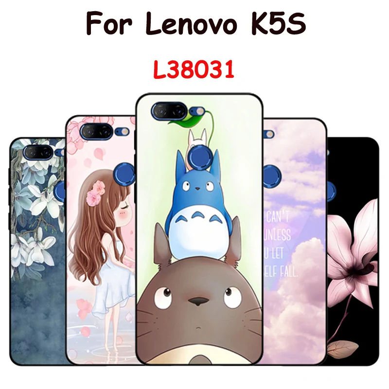 Чехол для Lenovo K5S мягкий силиконовый защитный чехол на заднюю панель с цветами L38031
