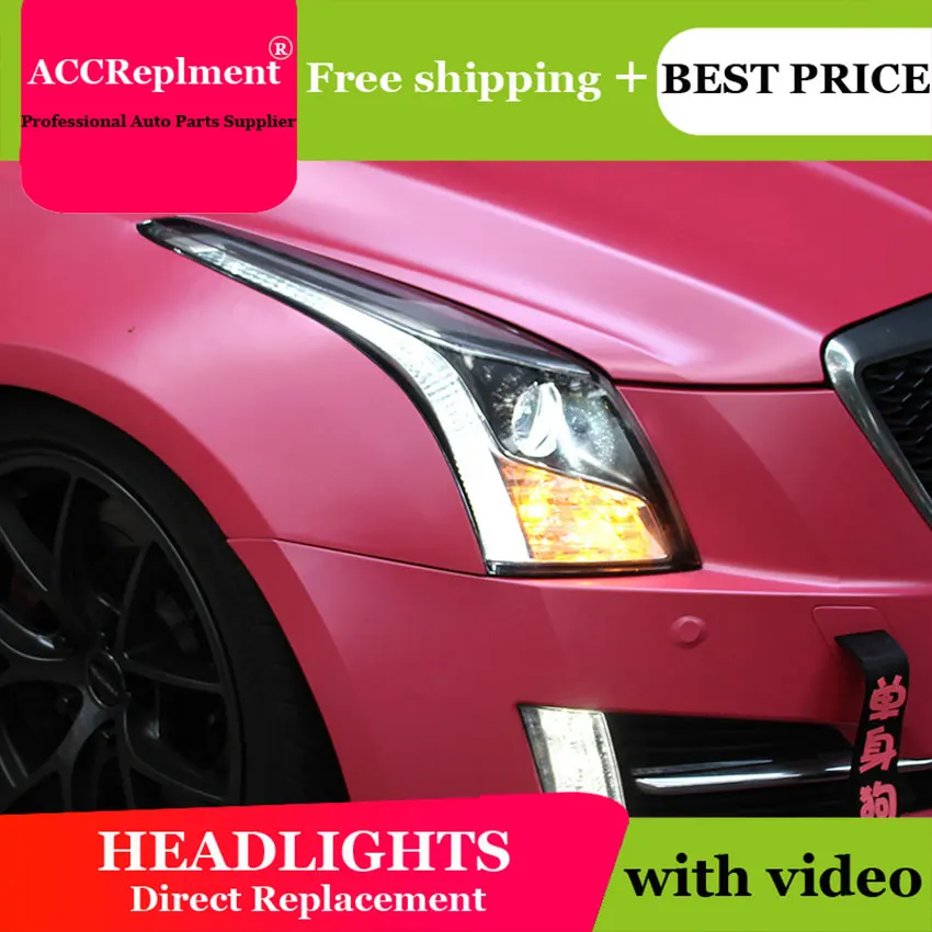 Car Styling LED Head Lamp for Cadillac ATSL headlights 2014 2016 2017 New H7 hid Q5 Bi-Xenon Lens low beam | Автомобили и