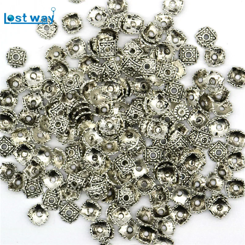 200 шт. серебряные шапочки для бусин в виде лепестков цветка|spacer beads|shaped beadsfor jewelry