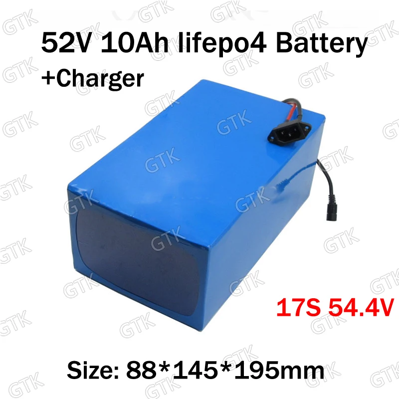 GTK 52v 10ah lifepo4 аккумулятор 48v с BMS 17s 54 4 v для 2000w скутер eletrico электровелосипед