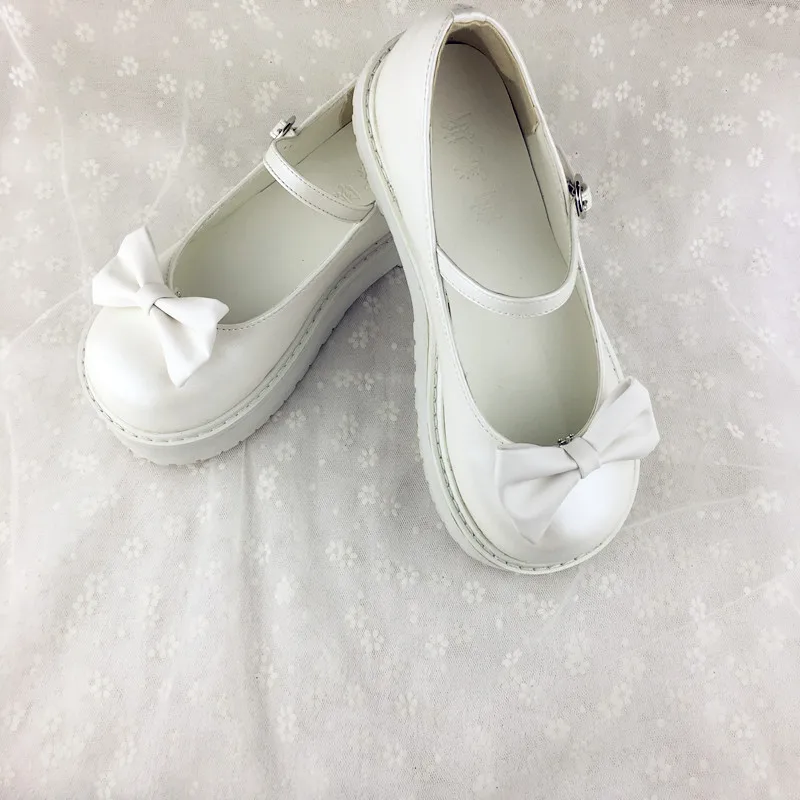 

Anime cosplay lolita shoes shell bowknot thick bottom kawaii shoes vintage round head PU gothic shoes loli cos
