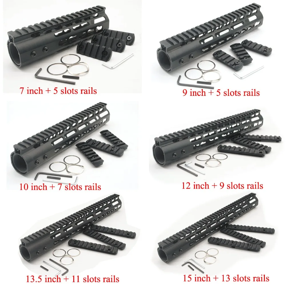 

Aplus 7/9/10/12/13.5/15'' inch Keymod Handguard Free Float With 3 pcs Picatinny Rail Mount Section System_Black Anodized