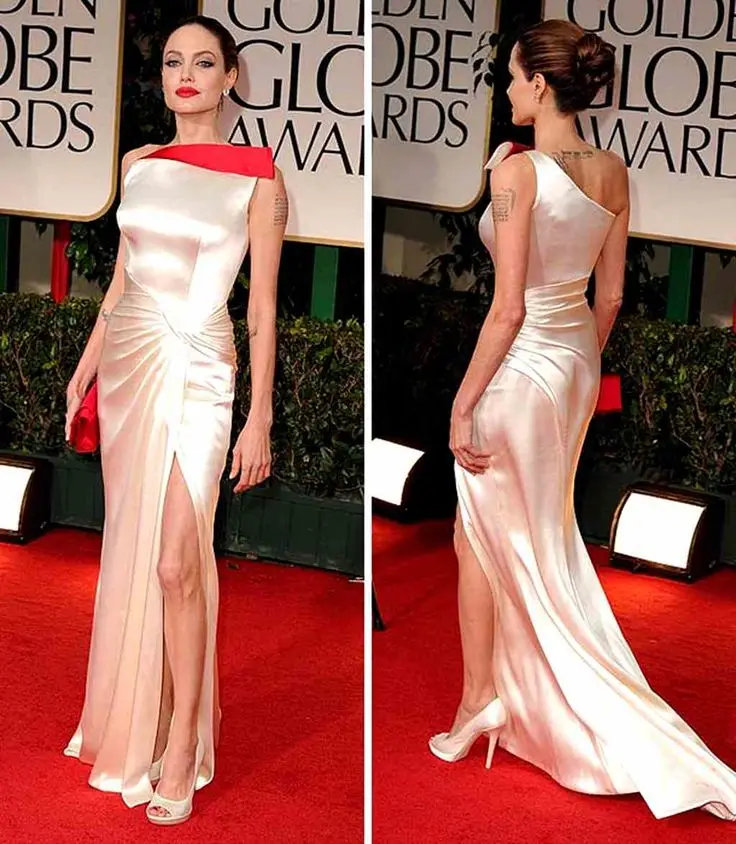 Элегантные мягкие атласные платья знаменитостей с одним плечом и разрезом сбоку