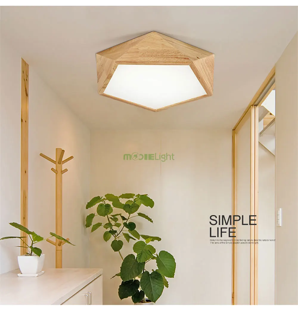 Mooielight Creative Wood Geometric LED Ceiling Lamps modern living room bedroom aisle ceiling light, Indoor Lighting Fixture