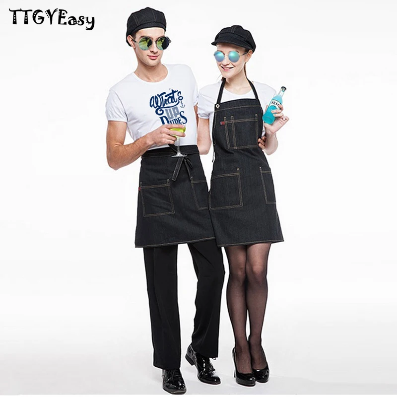 2018 фартуки нагрудник джинсовая простая ковбойская форма унисекс Женские для