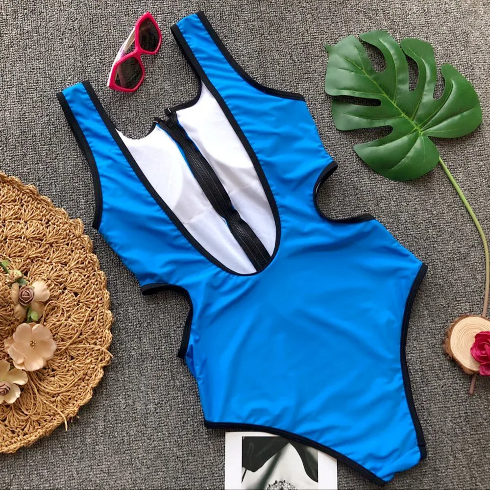 2018 сексуальный цельный купальник на молнии для женщин слитный женский стринги с