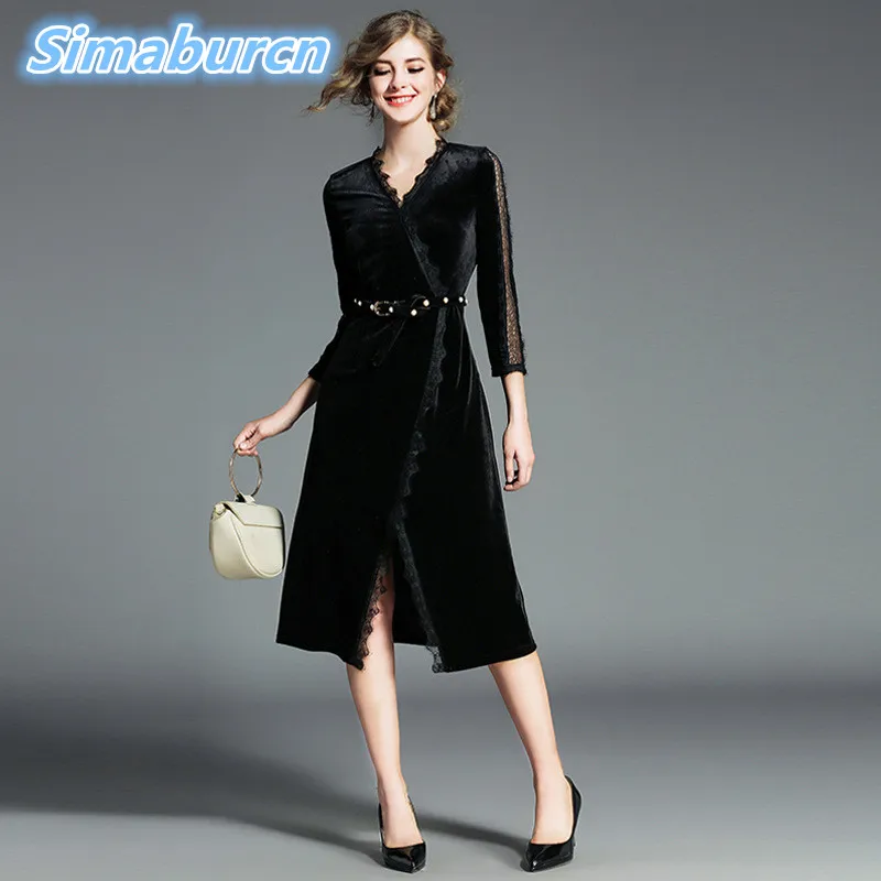 

Fashion 2018 Velvet Dress Women Winter Sweater Dresses Slim V-Neck Sexy Bodycon Solid Color Robe Femme Autumn Casual Dresses