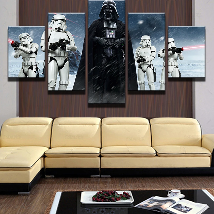 YSDAFEN 5 Stuks Star Wars Black Knight Imperial Stormtrooper Moderne Home Decor Canvas Foto Art HD Print kn-1030 | Дом и сад