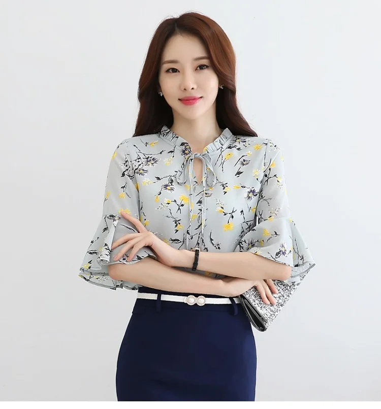 Женская шифоновая рубашка с коротким рукавом модная Свободная размера плюс