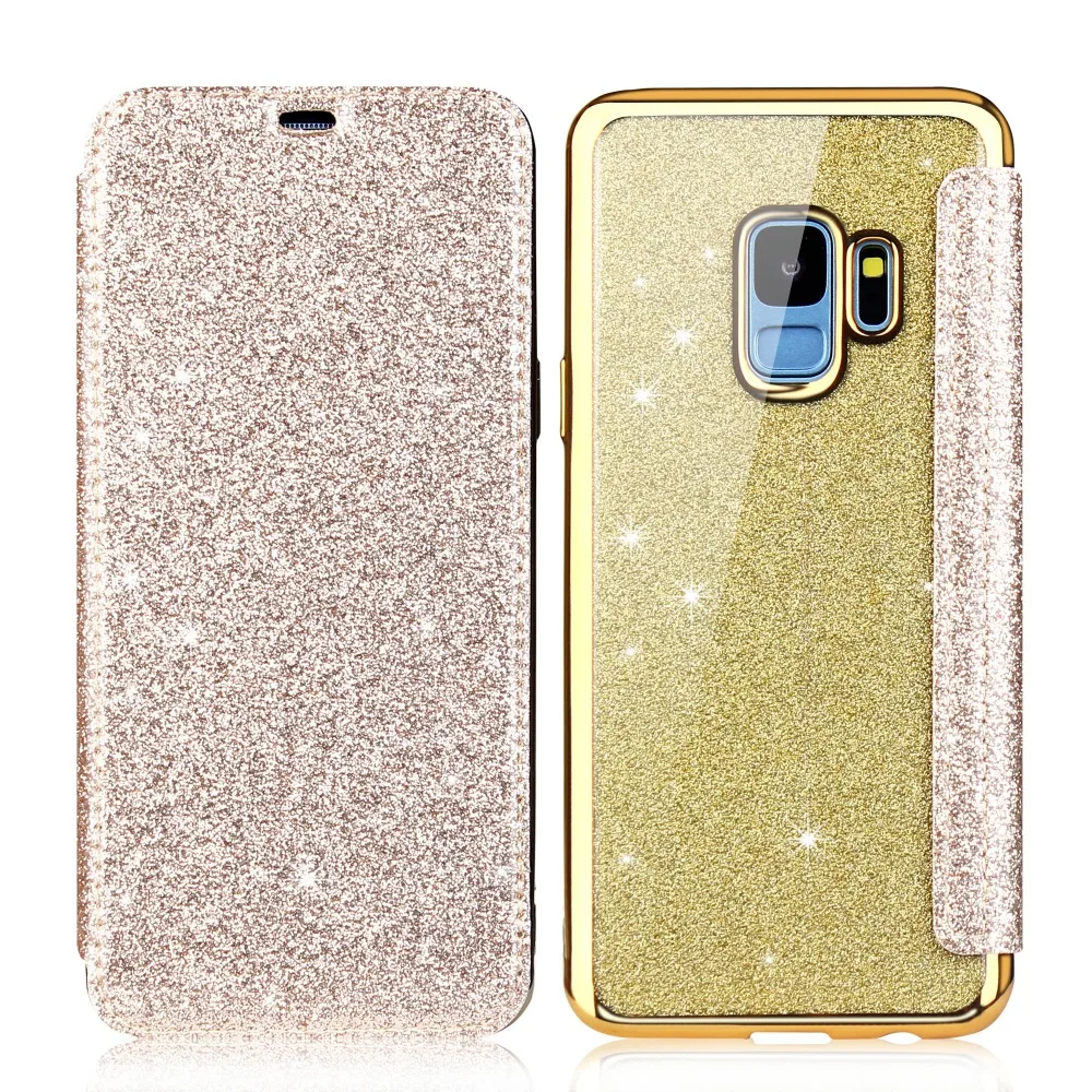 Блестящий чехол со звездами для samsung Galaxy S10 Plus S10e Note 10 Plus 5G 9 8 S7 S6 Edge, полностью откидной кожаный прозрачный ТПУ чехол, Funda