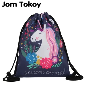 Модная сумка на шнурке Jom Tokoy, женский рюкзак с 3D-принтом в виде единорога, женский рюкзак на шнурке, Женский Повседневный Рюкзак для девушек