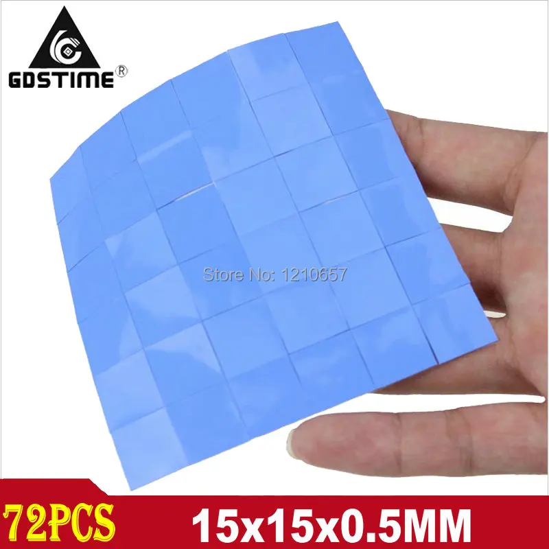 

72Pieces lot Blue Silicone Conductive GPU CPU 15 x 15 x 0.5mm Heatsink Cooling Thermal Pad