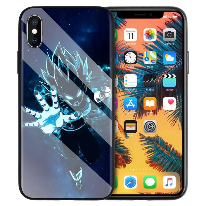 Чехол из закаленного стекла для iPhone 7, чехол для телефона iPhone 8, 6, 6 S, 11, 11 Pro, X, XR, XS MAX Plus, Dragon Ball, Vegeta, манга, мультяшный чехол