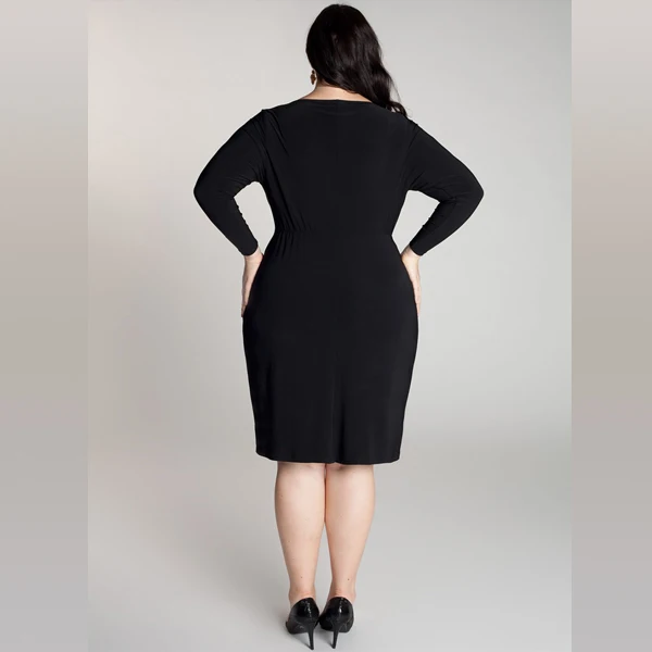 Платье женское черное офисное с длинным рукавом размер XXL W846051|plus size dress|dress fordress for