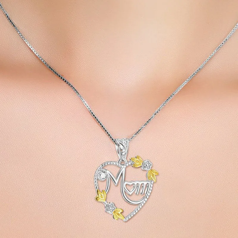 Мода Мама Ожерелье мать подарок подвеска в форме сердца с кристаллами Женщины